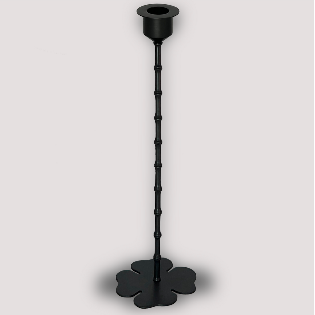 CANDLESTICK BAMBOO CLOVER BRONZE BLACK BRUSHED LARGE