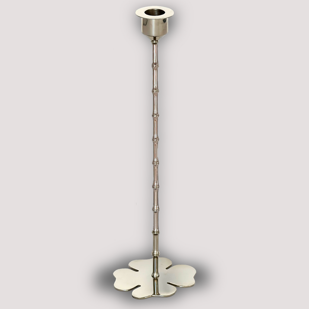 CANDLESTICK BAMBOO CLOVER silver POLISHED LARGE